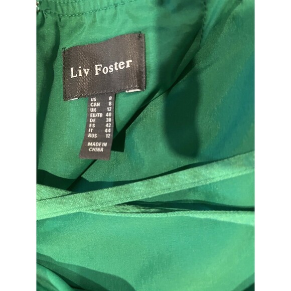 Liv Foster womens Textured Satin Long Mermaid Gown size 8 Summer Green $395 - Picture 13 of 15